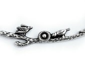 Bird and Nest on Tree Branch Necklace - for Parents, Family, Children, New family, Best friends, Weddings