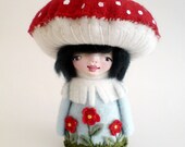 Mushroom Girl Figurine, Collectable Figurine, soft sculpture, Gnome figurine