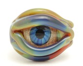 Evil Eye 3 Sided Glass Lampwork Bead, Handmade Jewelry Supplies, Craft Supplies, OOAK, SRA