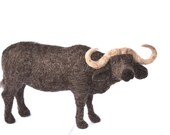 Cape Buffalo Needle Felted out of Wool - African Wildlife - Water Buffalo