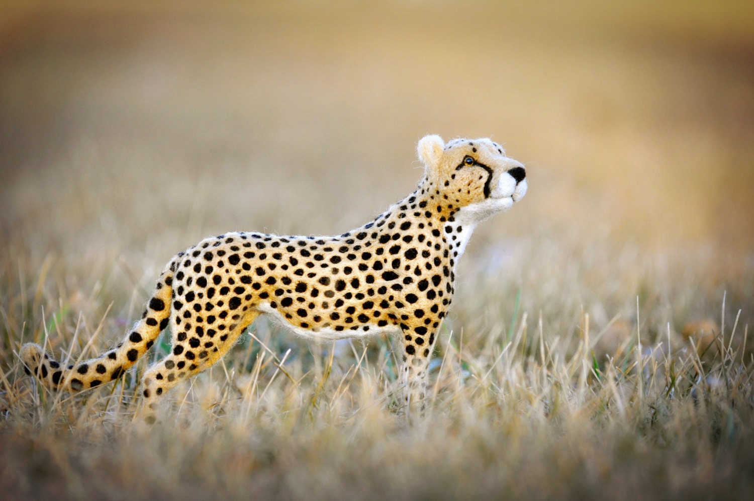 Cheetah - Needle Felted African wildlife sculpture made out of wool