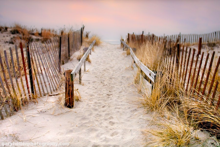 Love, Footprints in the Sand, Romantic Sunset Color Photography, Romantic Gift, Signed Print, Free Shipping