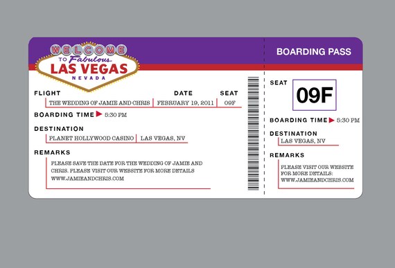 Retro Vintage Las Vegas Destination Airline Ticket by