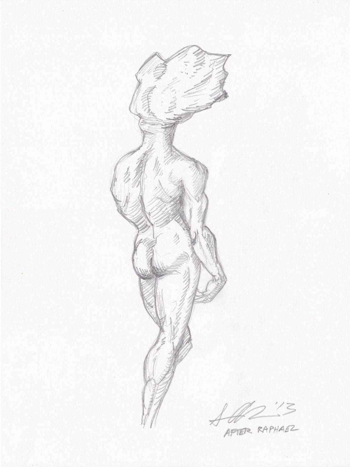 Original Art Classical Figure Drawing Raphael Surreal ANDRESS
