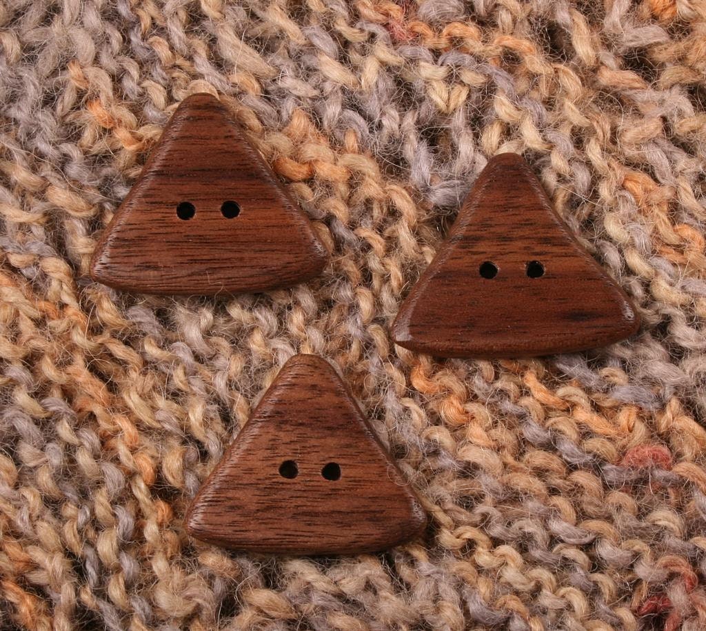 Walnut Triangle Buttons, Set of Three
