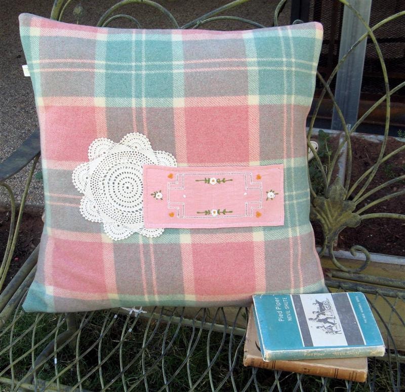 Upcycled Pink Check Wool Cushion Cover