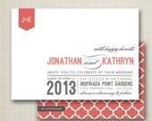 custom modern wedding invitation - happy hearts.