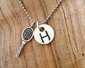 Tennis Player Necklace Tennis Team Initial Necklace