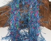 Light Blue and Multi Colored Hand Knit Blue Yarn Necklace - Fashion Accessory - Ready to Ship