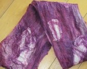 Nuno Felted Cobweb-Weight Scarf, Mohair in Bright Purple and Pink with Vintage Lace