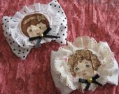 two bow fairy kawaii hair clips lace duel brooch golden applique
