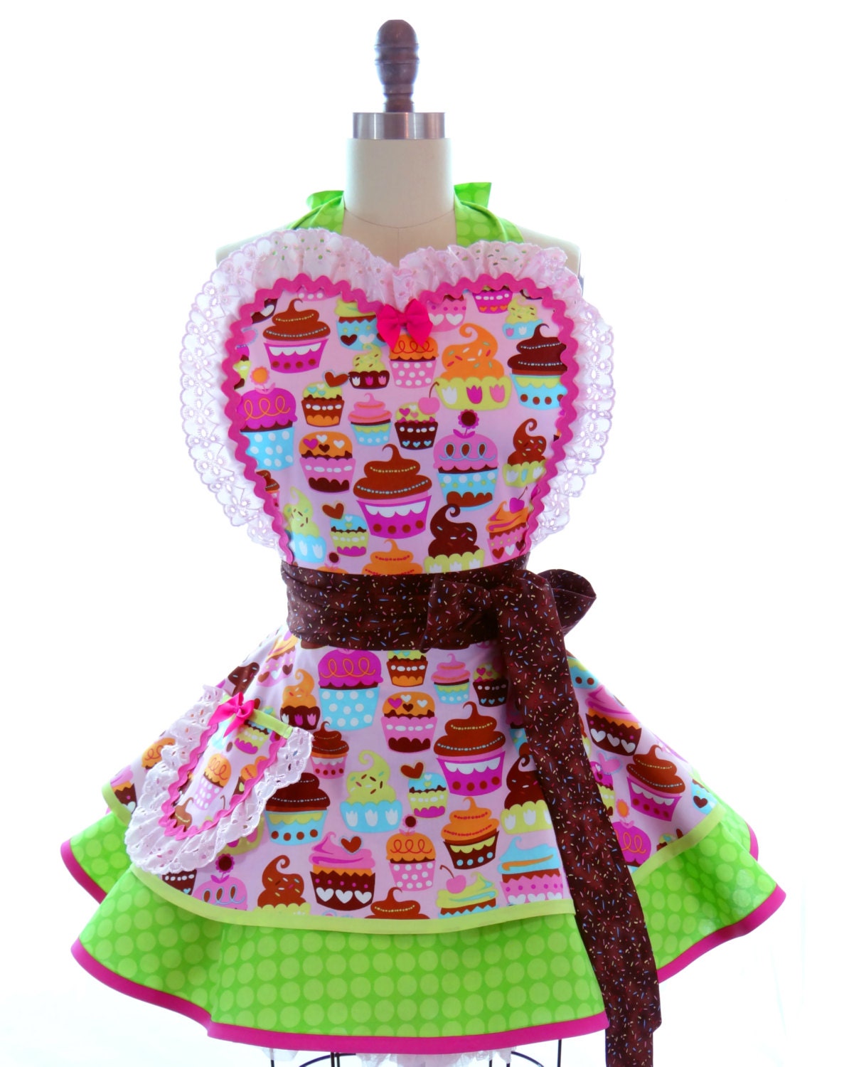 Retro Apron - Pink Cupcake Delight Sexy Womans Aprons - Vintage Apron Style - Bakery Pin up Kawaii Rockabilly Cosplay Lolita