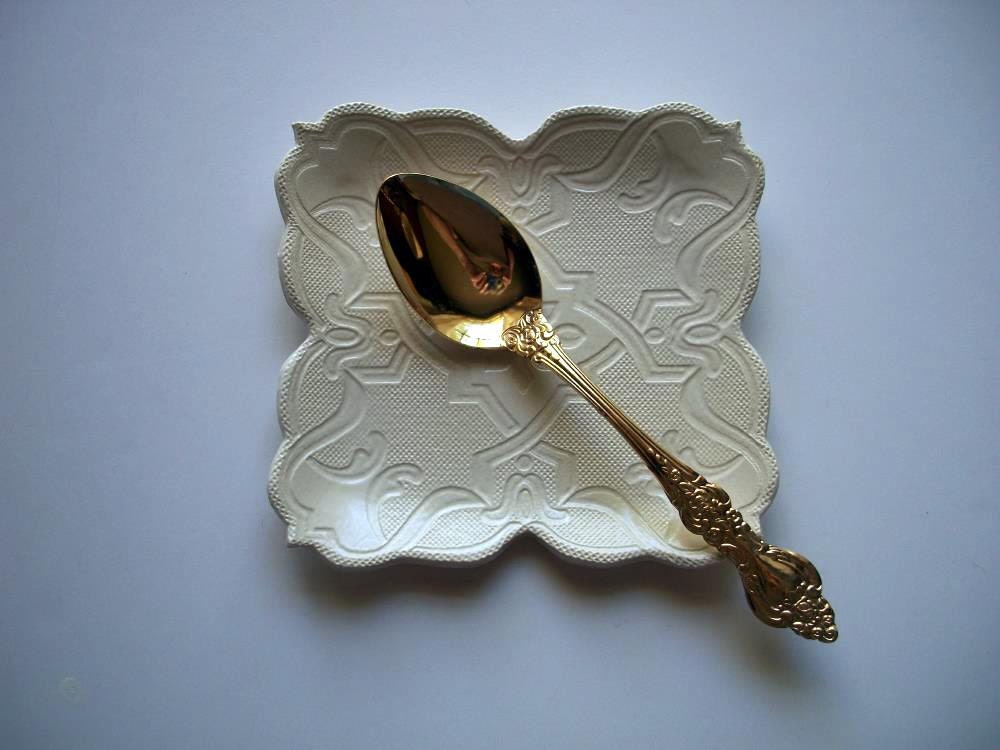 Contemporary Geometric Square Spoon Rest or Dessert Plate