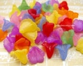Beads - 50 Frosted Acrylic Trumpet Flower Beads