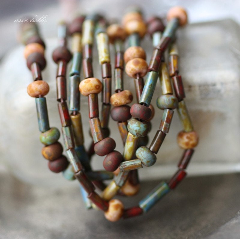 EARTHY TIDBITS No. 1 .. Picasso Czech Matte Glass Seed Bead Mix (2539-4s)