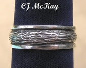 7mm Silver Man's Tree Bark Wedding Band CR50SO