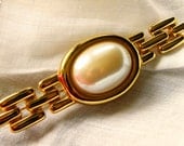 Large Gold Tone Pin Brooch Vintage, Watch Band Pattern, Shipping Included