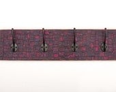Wall Coat Rack Handmade Red Mosaic Brick Plaid Paper Reclaimed Wood