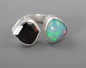 Opal and Garnet Twins Ring