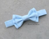 Light Blue Bow tie - boys double bow light baby blue bowtie
