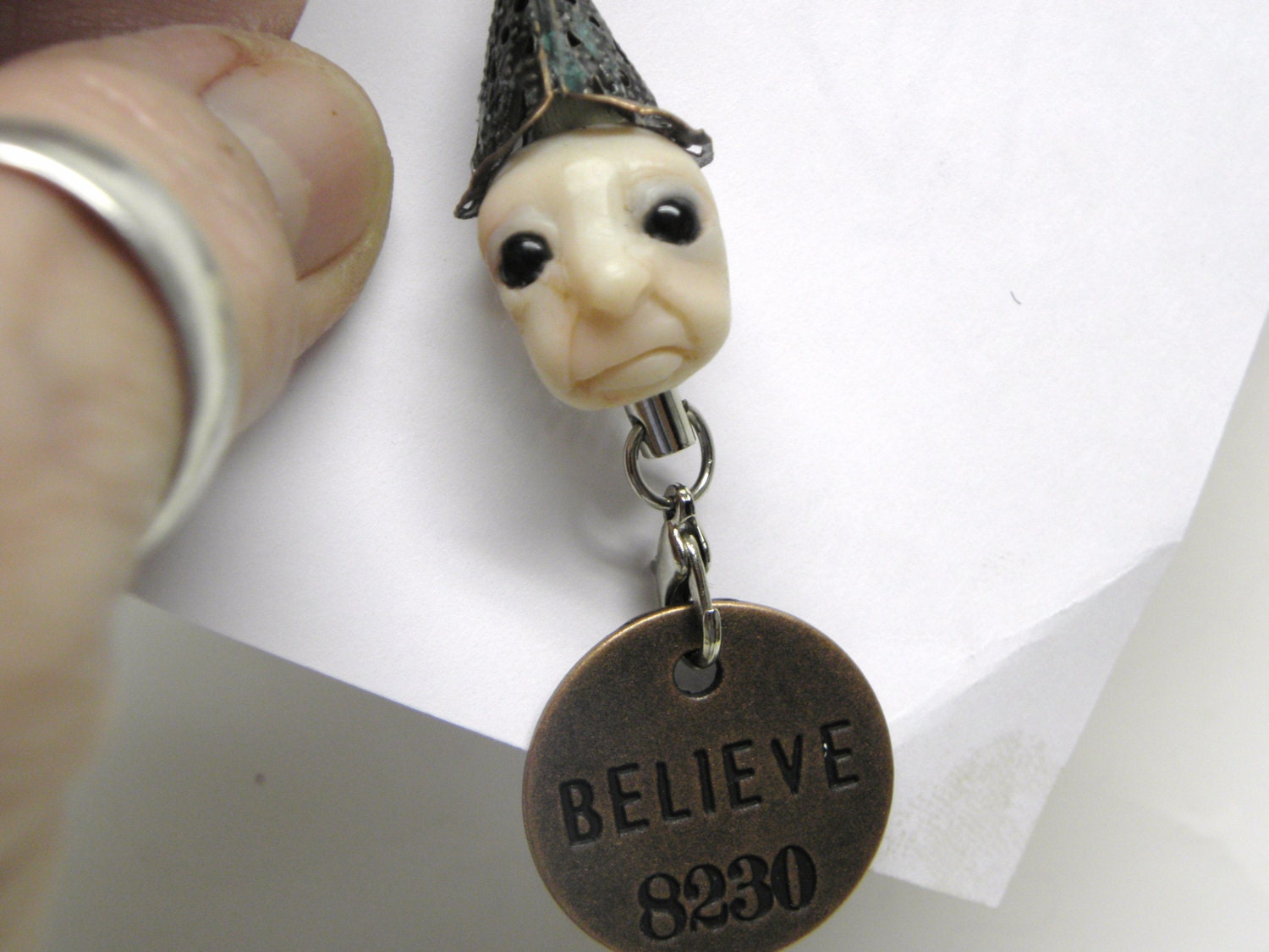ooak Goth ( 1 ) FAIRY jewelry steam PUNK Bo ho hippy Doll Head Metal Pendant by DinkyDarlings