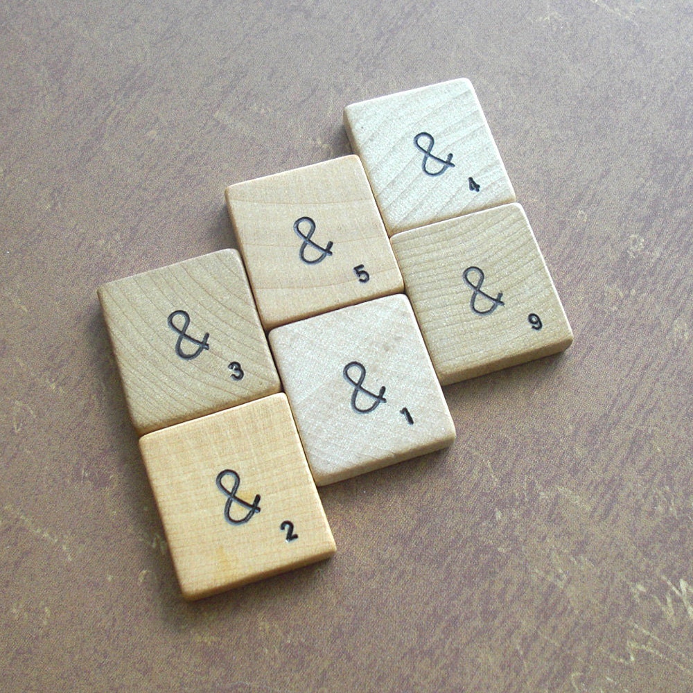 Vintage Blank Scrabble Tile .. Customize your own letter and value .. Hand stamped and inked .. Awesome wedding gift .. engraved keepsake