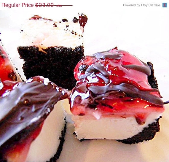 SALE Julie's Fudge - Chocolate Covered Cherry CHEESECAKE With Oreo Cookie Crust - 12 PIECES (over 1 pound)
