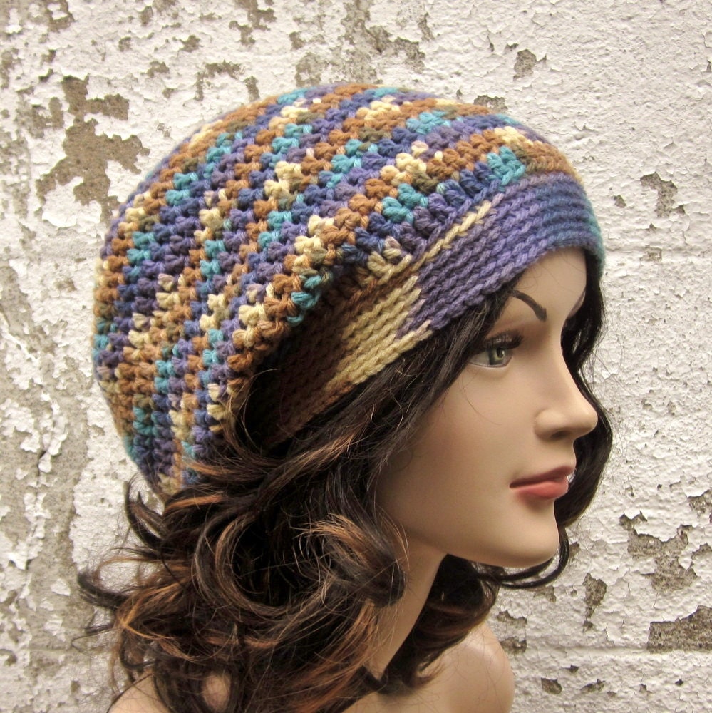 Womens Slouch Beanie - Slouchy Crochet Hat in Southwest Colors - Oversized Cap - Hipster Hat - Spring Fashion Accessories