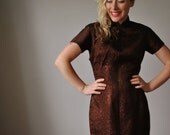 1950s Chocolate Asian Evening Dress, size small to Medium (6/8)