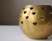 1970s Heart Cutout Bronze Candle Holder