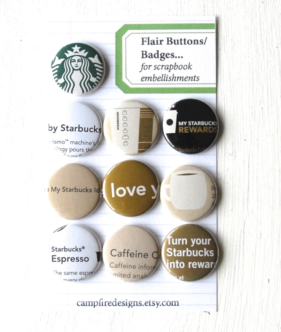 STARBUCKS Coffee Flair Badge or Button Vol. 2 for scrapbooking-flat backs