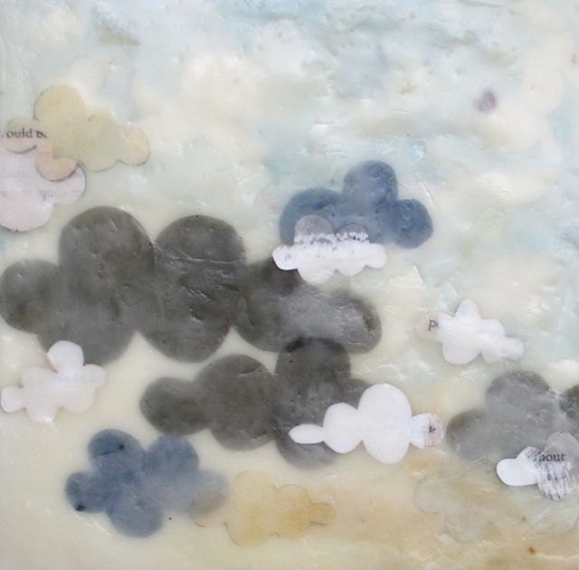 Overcast, mixed media encaustic painting
