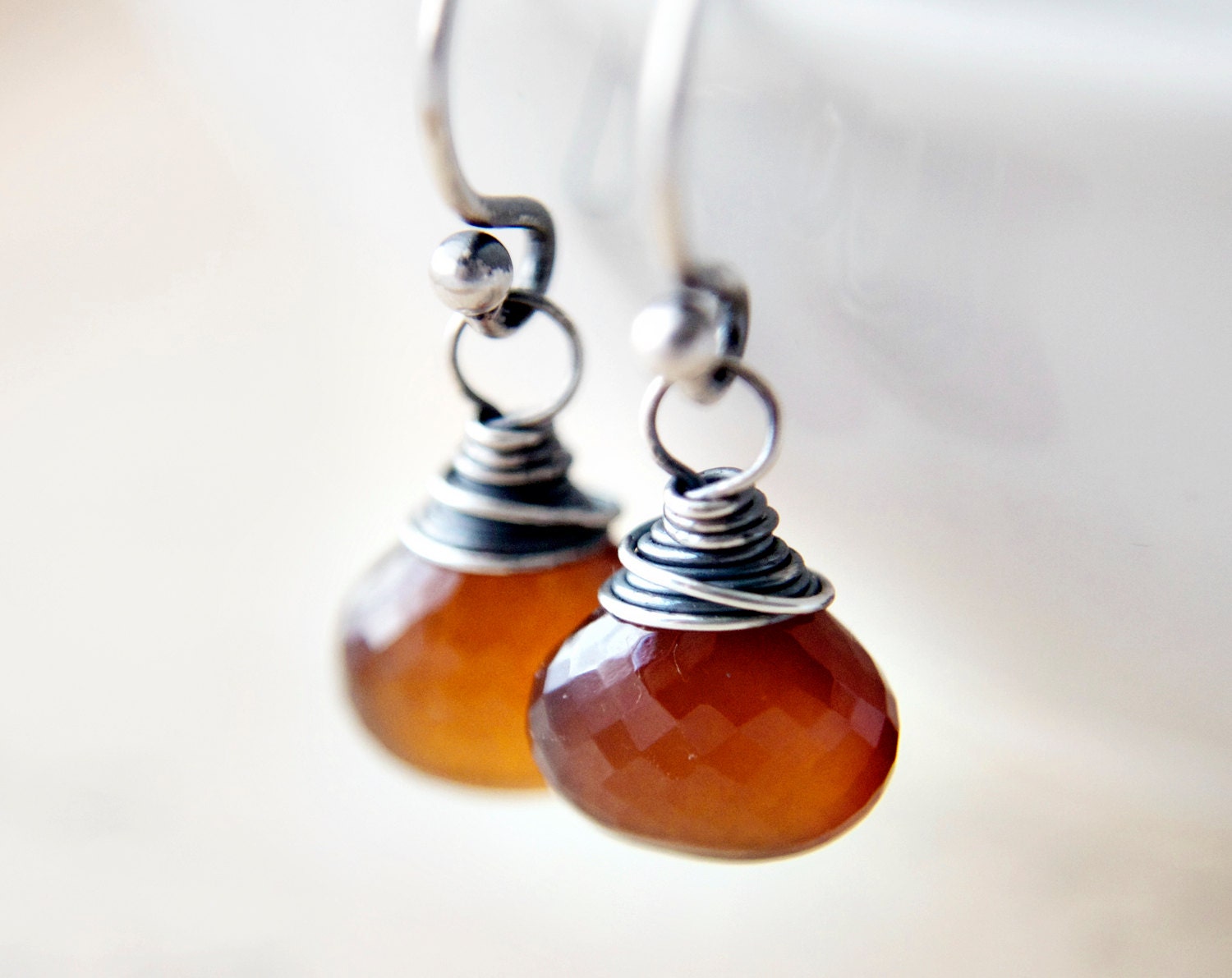 Spessartite Garnet Earrings Rust Orange Autumn Dangle Birthstone Silk Road Spice - PoleStar