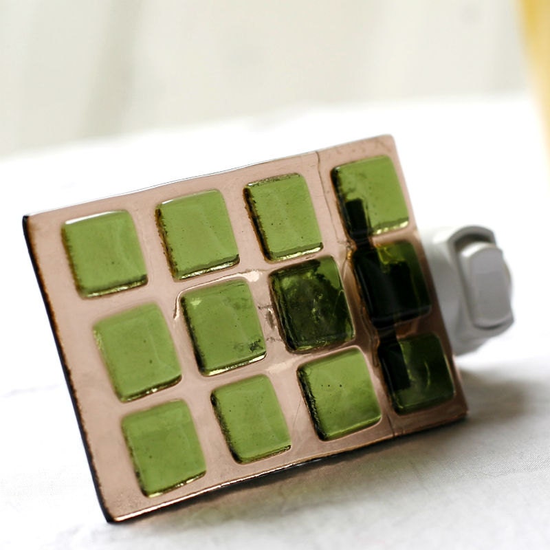 Fused Glass Nightlight - Woodlands - brown and green