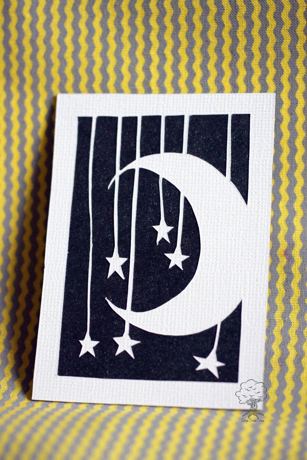 Moon and Stars Original Papercut Artist Trading Card ACEO