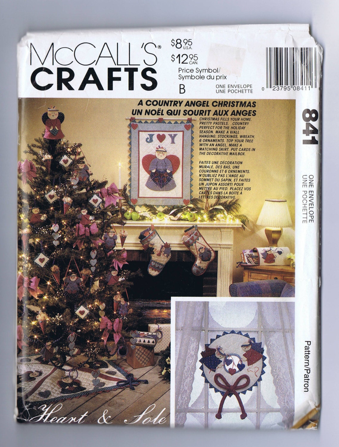McCall's Crafts A Country Angel Christmas Pattern UNCUT Stocking Tree Skirt Wreath Wall Hanging FREE SHIPPING