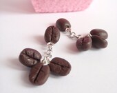 Coffee Bean Chain Cufflinks - Miniature Food Art Jewelry - Schickie Mickie Original 100% Handmade