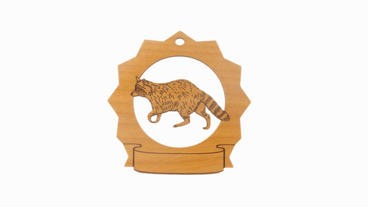 Raccoon Pesonalized Wood Ornament - gclasergraphics