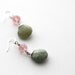 Wire wrapped natural green aquamarine faceted briolettes with cherry quartz - Gift Wrapped and Ships Immediately