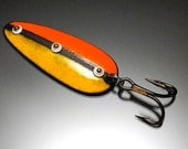 Enamellure Yellow/Gold Orange Stripe Artistic Enameled Spoon Fishing Lure