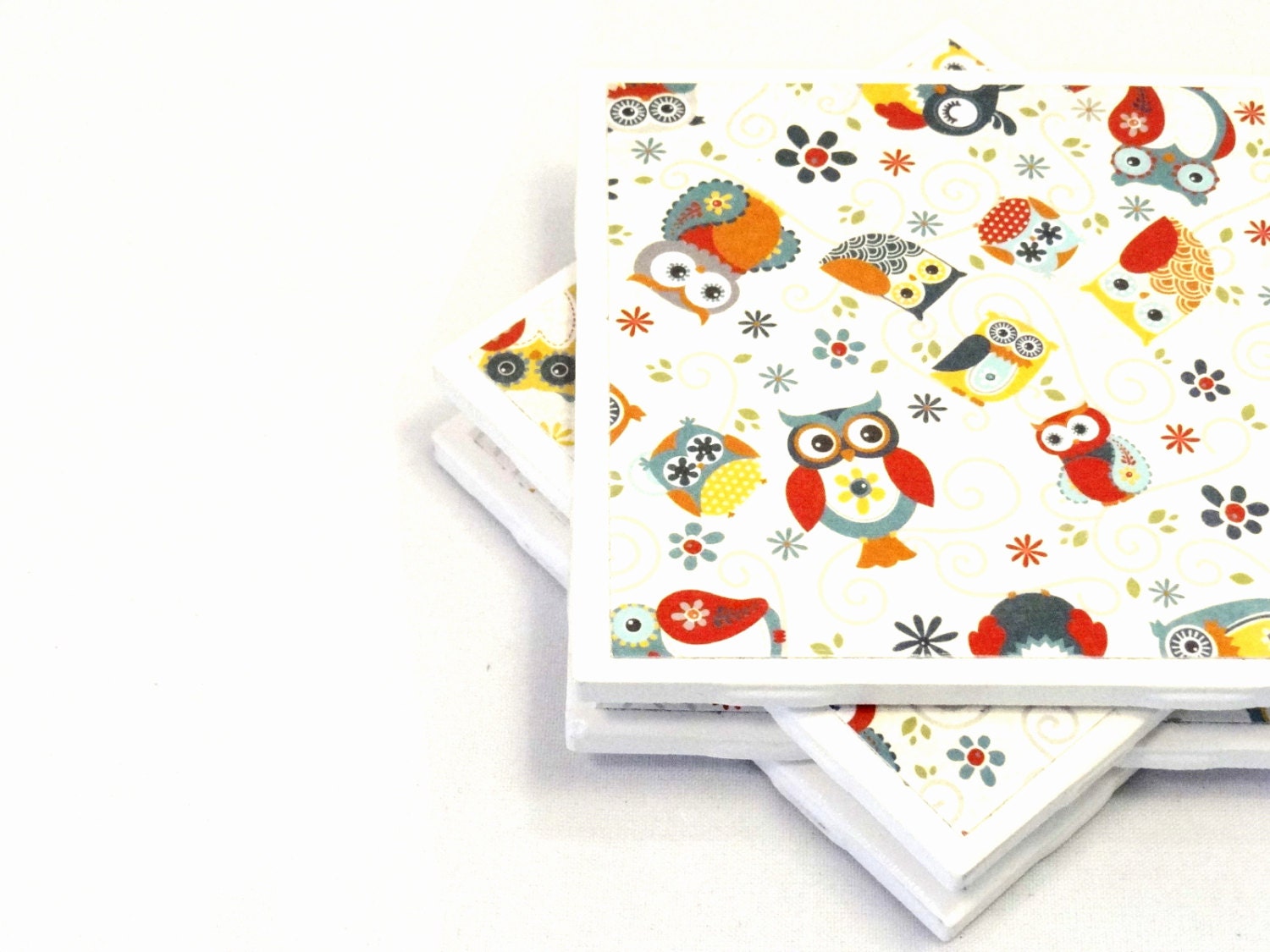 Owl Coasters - Floating Owls - Set of 4