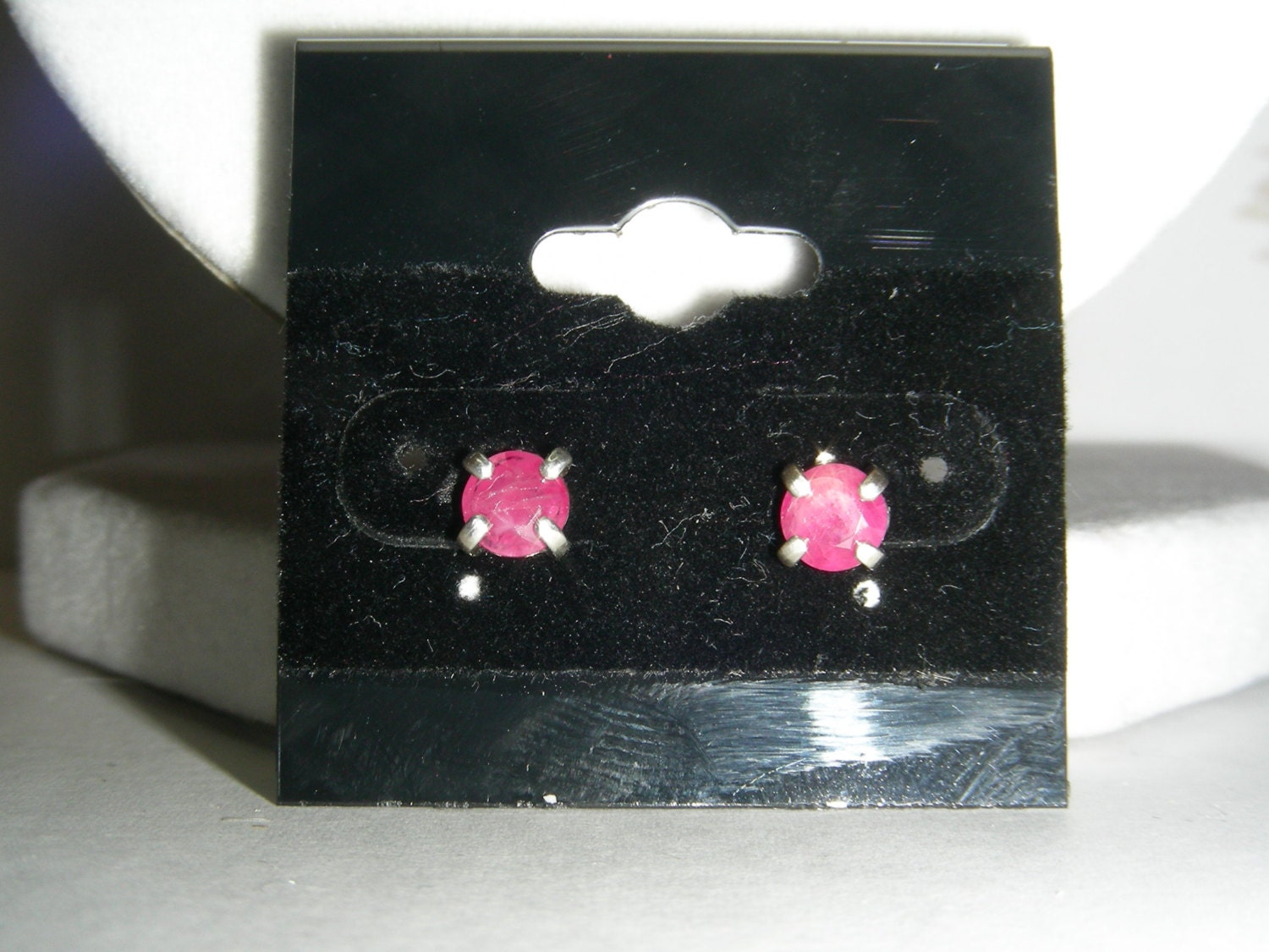 Genuine Ruby 5mm round Cabachons in Sterling Silver posts