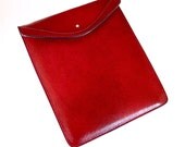 Red Leather iPad 3 or 4 Case - Dark Red Mottled Top-Grain Leather