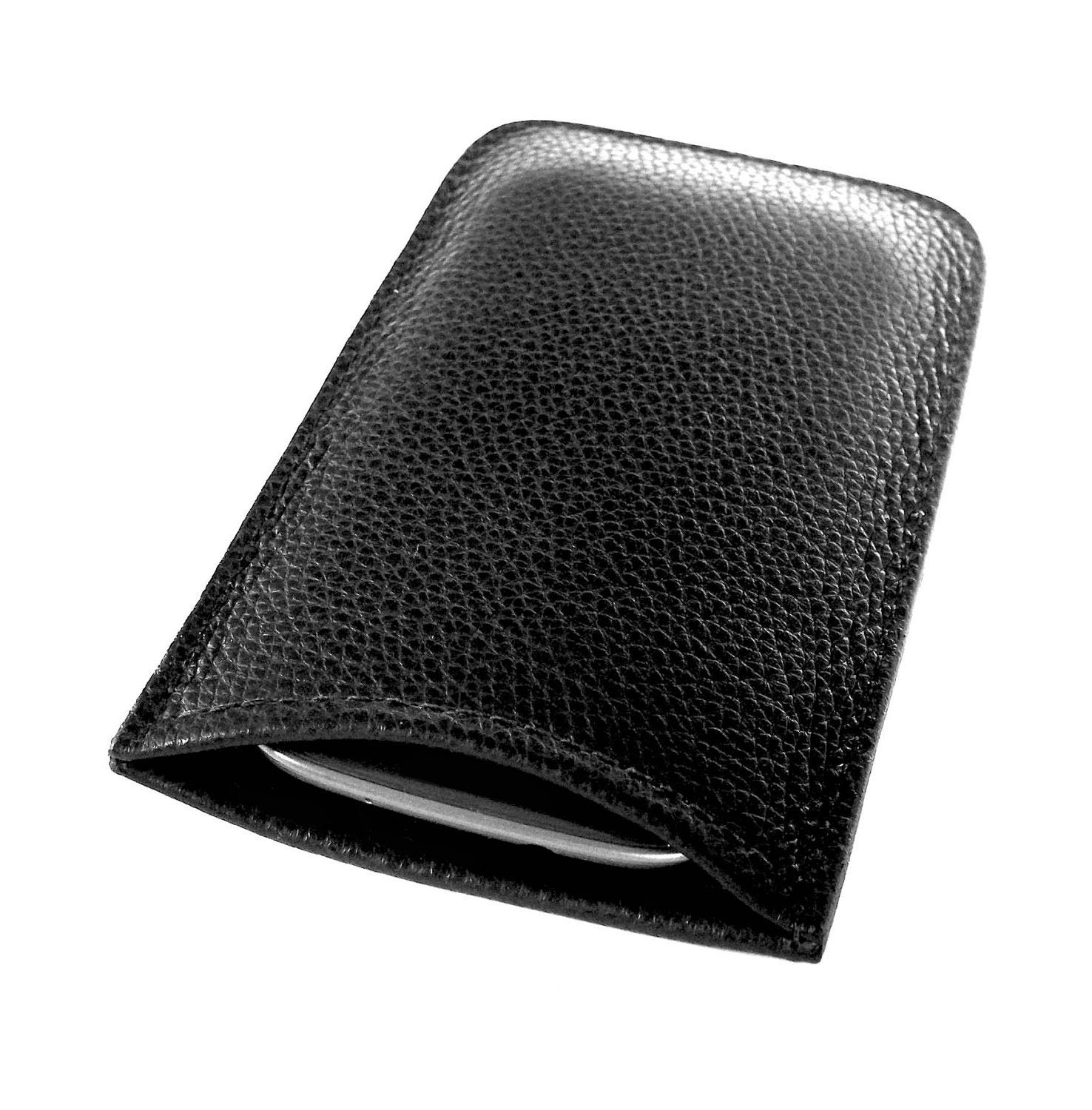 Leather Nexus 4 Case  - Pebble Grain Black Leather Phone Sleeve