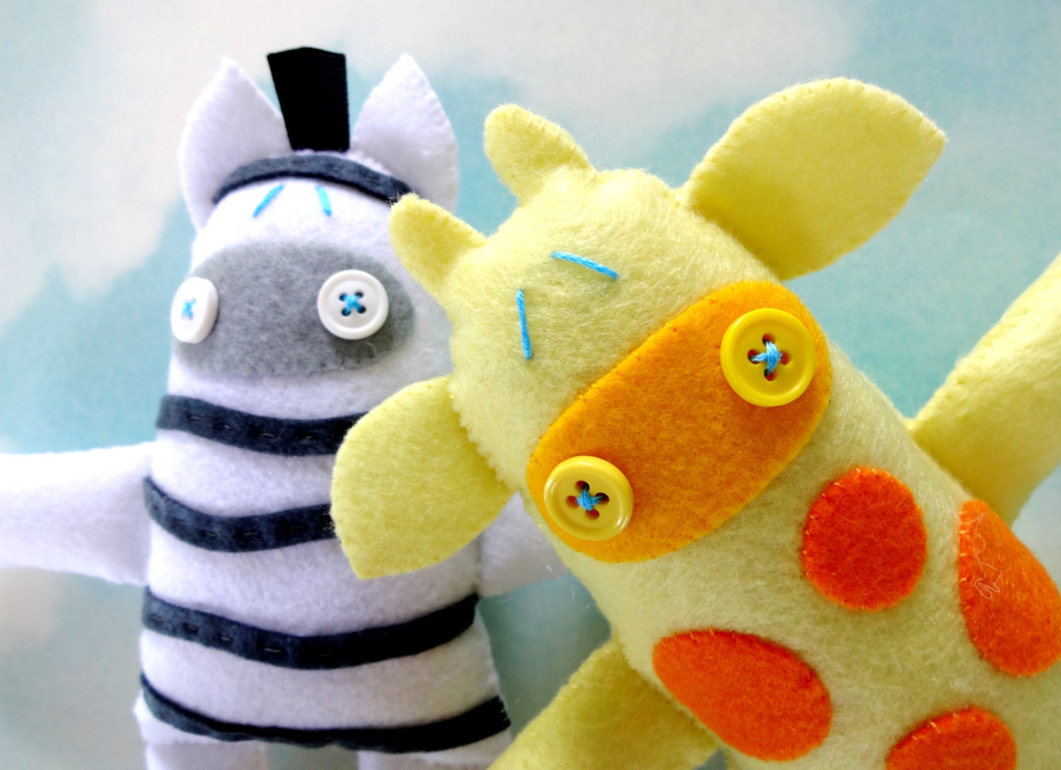 Giraffe & Zebra Felt Softies Sewing PDF e Pattern