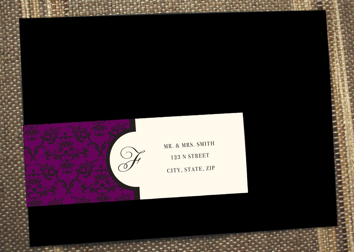 Custom Elegant Damask Wrap Around Envelope Label
