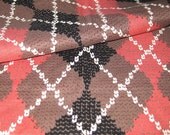 1950s Vintage Cotton Yardage - Faux Argyle Print in Pink Black and Gray - Fine Cotton Yardage