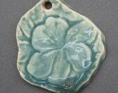 Porcelain Flower Pendant in Blue Green