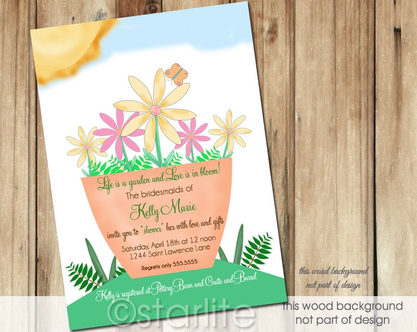 Bridal Shower Invitation - Garden Blooms, Flowers - Colorful Spring theme - Love in Bloom - PRINTABLE INVITATION DESIGN