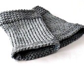 Mens Fingerless Gloves Steel Gray Gauntlets Knit Gloves For Men
